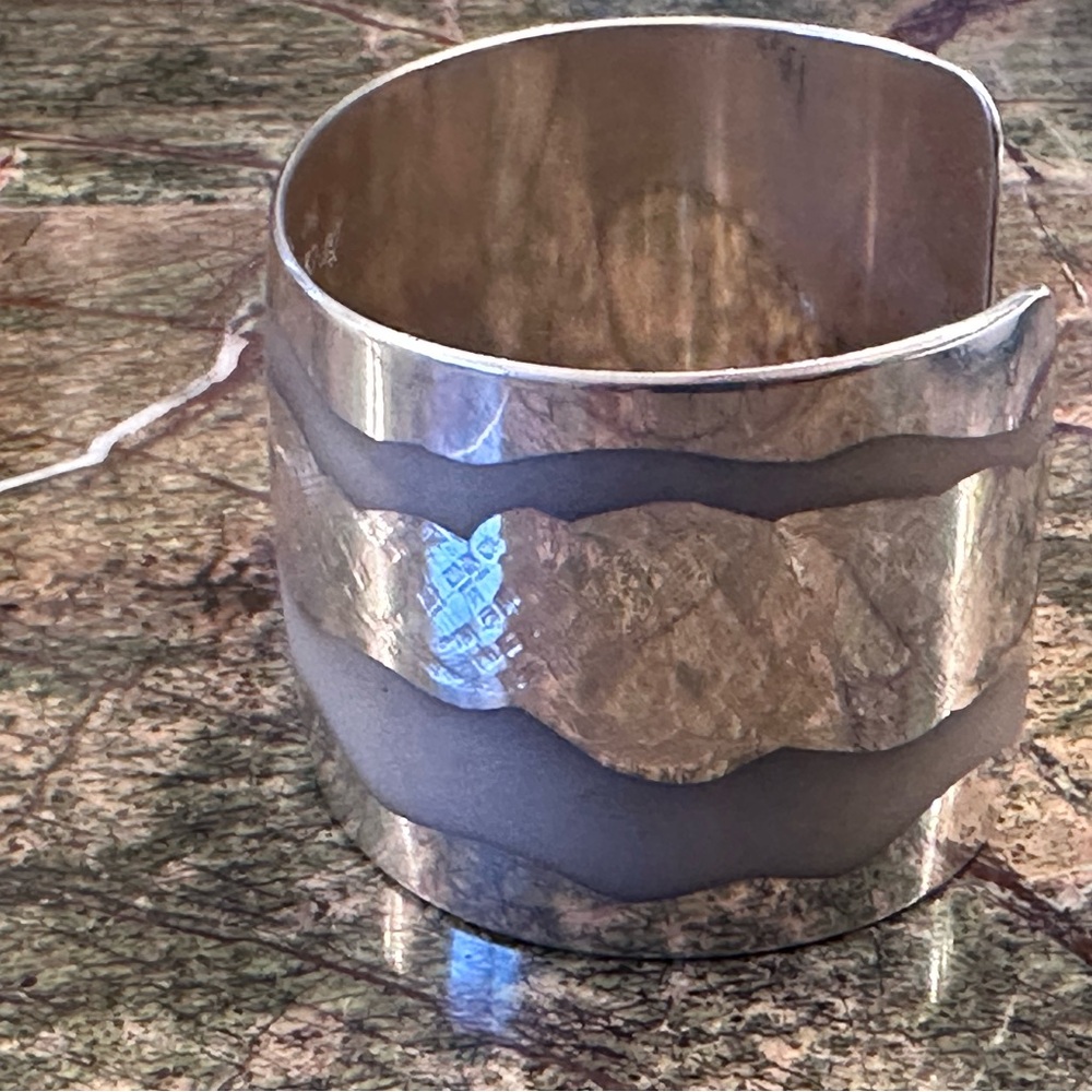 Heavy weight Silver Wave Cuff Bracelet